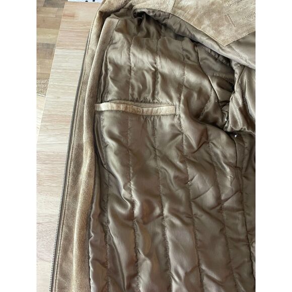 Roundtree & Yorke Men’s XLT Genuine Suede Leather Zip Jacket Tan Brown READ - Picture 6 of 16